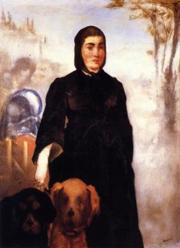 A Woman with Dogs Artwork by Edouard Manet