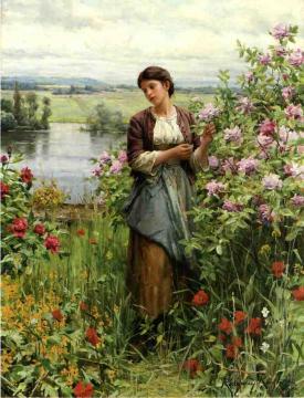 Julia among the Roses Artwork by Daniel Ridgway Knight