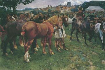 Suffolk Horse Fair In Lavenham Artwork by Sir Alfred James Munnings