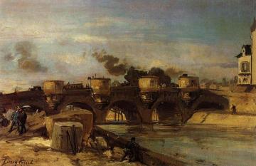 Fire on Pont Neuf Artwork by Johan Berthold Jongkind