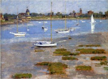 Low Tide, The Riverside Yacht Club Artwork by Theodore Robinson