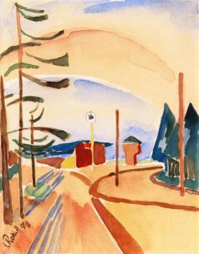 Street with Sheds and Trees Artwork by Karl Schmidt Rottluff