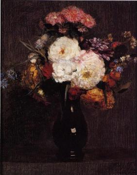 Dahlias, Queens Daisies, Roses and Corn Flowers Artwork by Henri Fantin-Latour