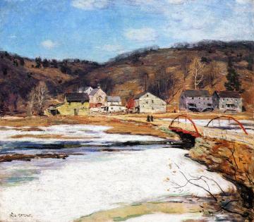 The Red Bridge Artwork by Willard Leroy Metcalf