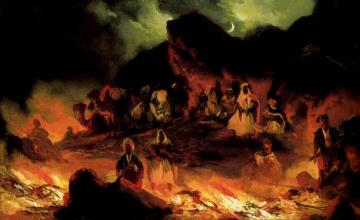Arab Encampment at Night Artwork by Niels Simonsen