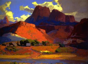 Scattered Farms along the River, Utah Artwork by Franz Bischoff