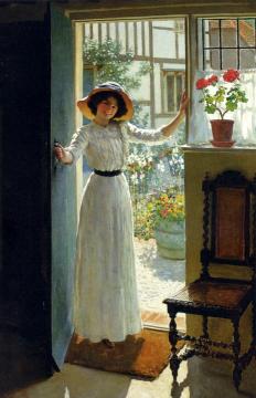 At The Cottage Door Artwork by William Henry Margetson