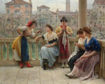 Conversation On The Terrace, Venice Artwork by Eugen Von Blaas
