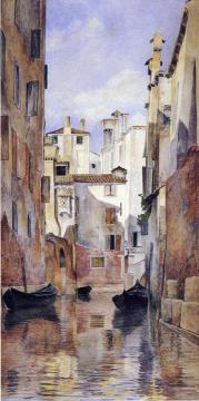 Venetian Canal Scene Artwork by Henry Roderick Newman