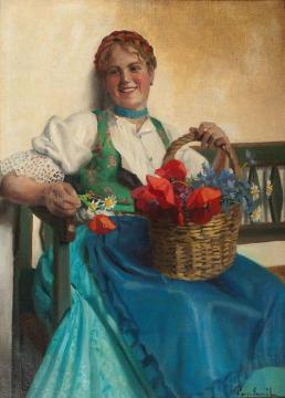Girl with Poppies Artwork by Emil Pap