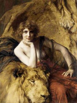 Woman with a lion Artwork by Émile Friant