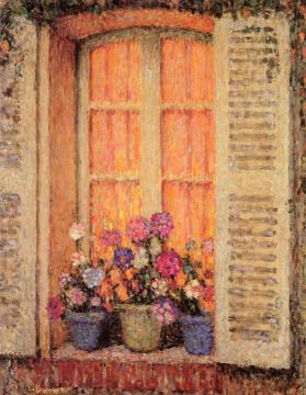 Window With Three Pots Artwork by Henri Le Sidaner
