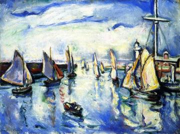 Sailboats Leaving the Port of Honfleur Artwork by Emile-othon Friesz