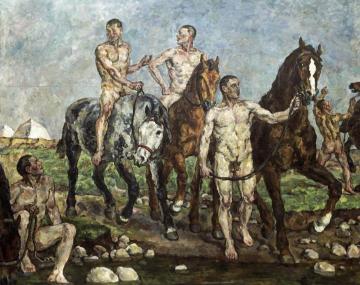 Horse bathing Artwork by Pyotr Konchalovsky