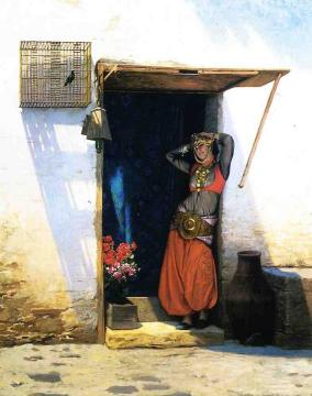Woman from Cairo at Her Door Artwork by Jean Leon Gerome