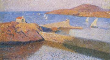 Collioure la chapelle sur la digue - voiles blanche Artwork by Henri Martin