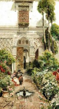 A Garden In Seville Artwork by Manuel Garcia y Rodriguez