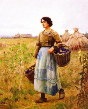 Girl With Grape Baskets Artwork by Charles Sprague Pearce