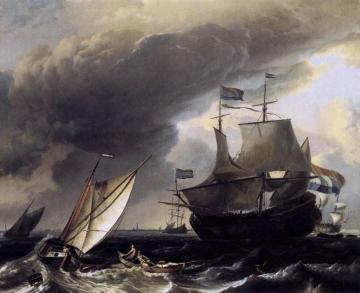 Dutch Vessels on the Sea at Amsterdam Artwork by Ludolf Bakhuizen
