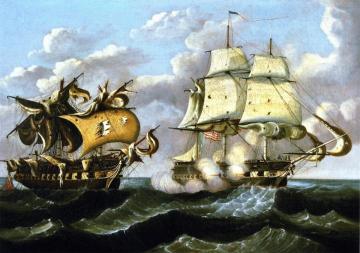 Capture Of The H.b.m. Macedonian By The U.s. Frigate United States Artwork by Thomas Chambers