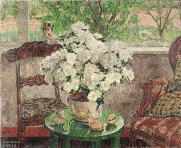 Interior with White Azalea Artwork by Leon De Smet