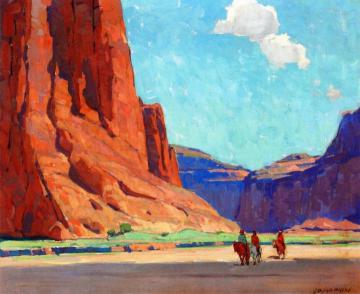 Riders In Canyon De Chelly Artwork by Edgar Alwyn Payne