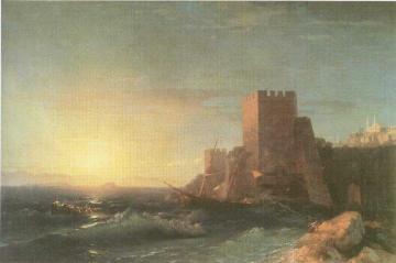 Towers on the Rock Near Bosporus. Artwork by Ivan Constantinovich Aivazovsky