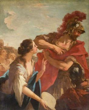 Jephthah Returning from Battle is Greeted by His Daughter Artwork by Giovanni Antonio Pellegrini