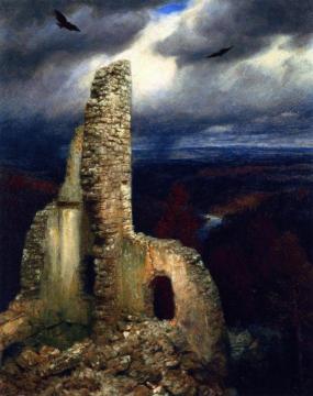 Ruined Castle With Two Circling Eagles Artwork by Arnold Böcklin