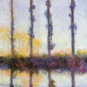 Four Poplars on the Banks of the Epte River Artwork by Claude Oscar Monet