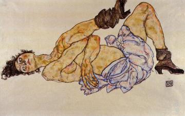 Reclining Female Nude Artwork by Egon Schiele