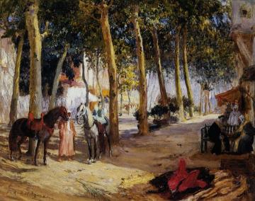 A Shady Street Artwork by Frederick Arthur Bridgman