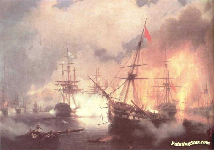 Sea buttle near Navarine Artwork by Ivan Constantinovich Aivazovsky