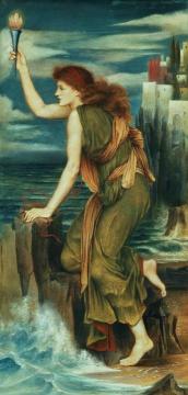 Hero Holding the Beacon for Leander Artwork by Evelyn de Morgan
