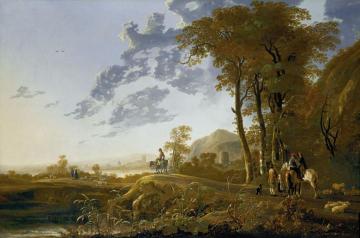 An Evening Landscape with Figures and Sheep Artwork by Aelbert Cuyp