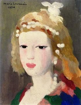 Girl's Head with Pearls Artwork by Marie Laurencin