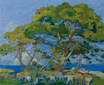 Pastoral Scene, Golf of Carthago Artwork by Léon Cauvy