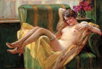 Nude Woman In An Armchair Artwork by Robert Auer