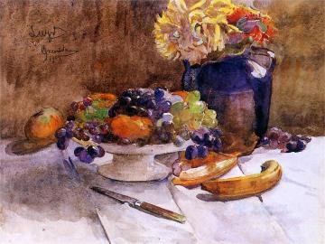 Still life with grapes and knife Artwork by Leon Jan Wyczolkowski
