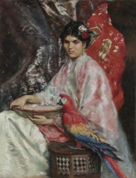 Lady With A Parrot Artwork by Julius LeBlanc Stewart