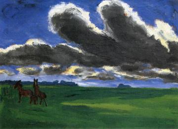 Landscape with Young Horses Artwork by Emil Nolde