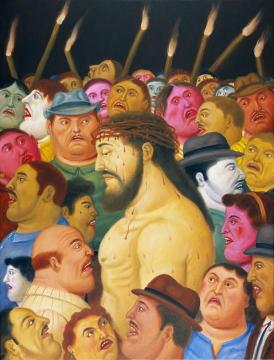 Jesus And The Crowd Artwork by Fernando Botero