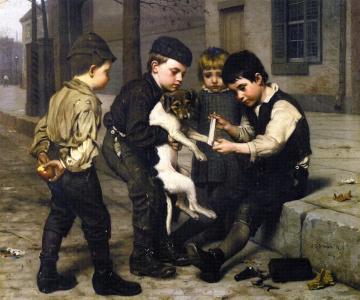 The Wounded Playfellow Artwork by John George Brown