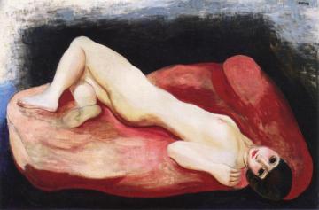 Nude Stretched across a Couch Artwork by Moise Kisling