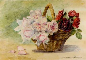 Basket with Roses Artwork by Madeleine Jeanne Lemaire