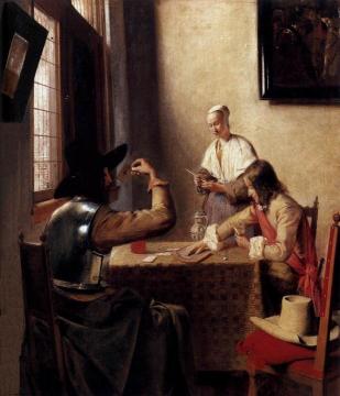 Soldiers Playing Cards Artwork by Pieter de Hooch