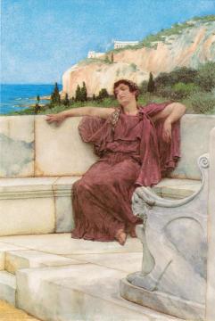 A Female Figure Resting Artwork by Sir Lawrence Alma Tadema