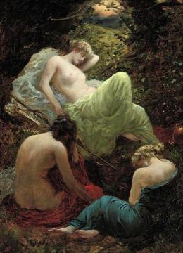 The Siesta Of Diana Artwork by Thomas Benjamin Kennington