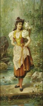 Girl in Native Dress Artwork by Hans Zatzka