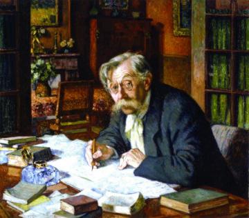 Emile Verhaeren Writing Artwork by Theo van Rysselberghe